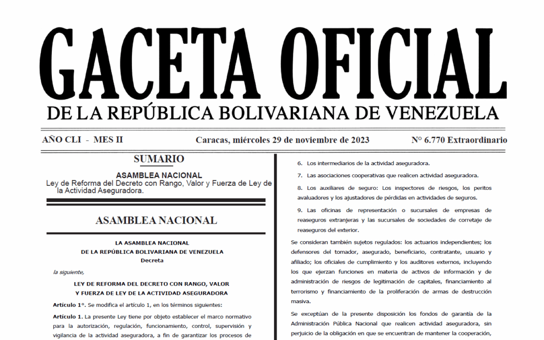 Nueva Ley de la Actividad Aseguradora noviembre 2023