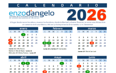 Calendario Bancario y de Seguros 2026 (versión digital y para imprimir)